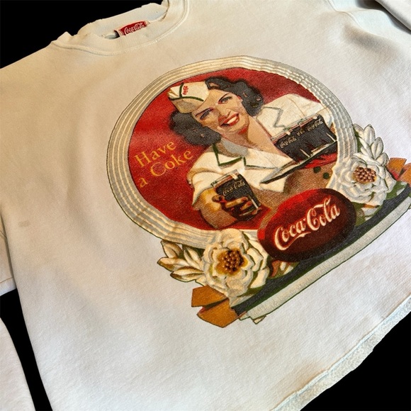 Vintage Coca-Cola Sweatshirt Retro Diner Girl Graphic Pullover Size Large - Picture 4 of 11